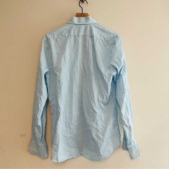 EXPRESS Men's Blue/White Striped Fitted Dress Shirt Size Large/16-16.5 - Picture 2 of 6